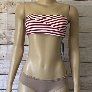 H&M Misses Women Bikini top Swim Bathing Suit  Red White Straps NWT Size US 10
